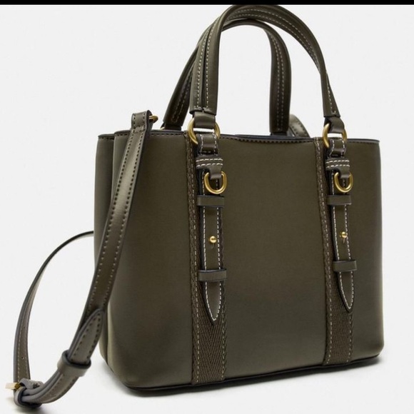 Zara mini city bag, designer, olive green - Picture 1 of 11